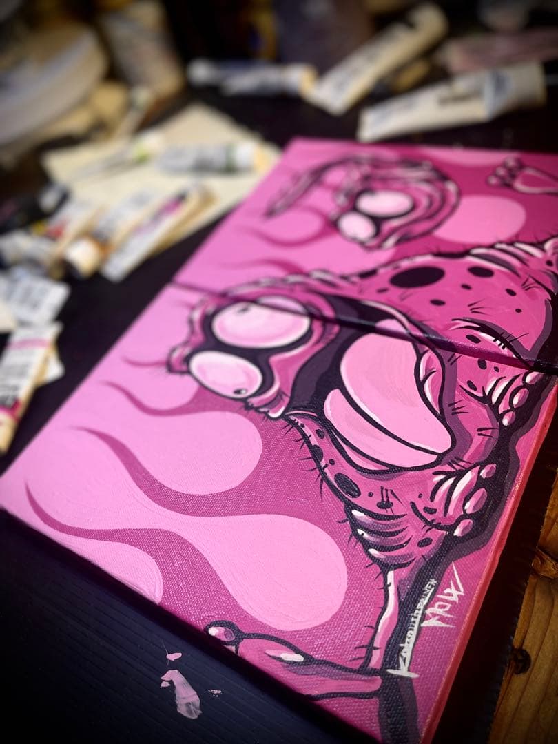 ロウブロウアート アクリル画 オリジナルキャラクターアート