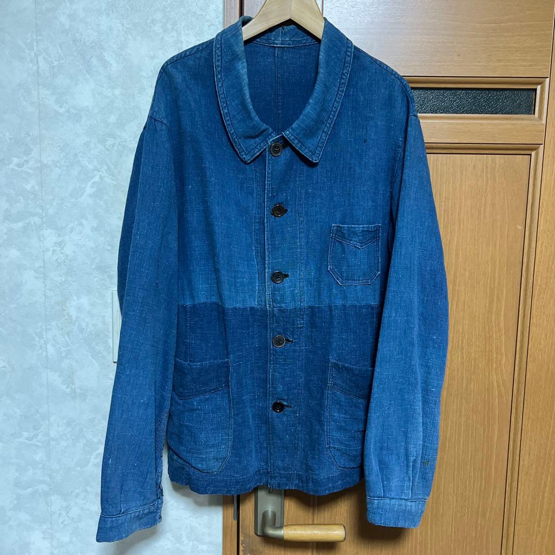 30s〜40s フレンチヴィンテージ インディゴリネン ワークジャケット