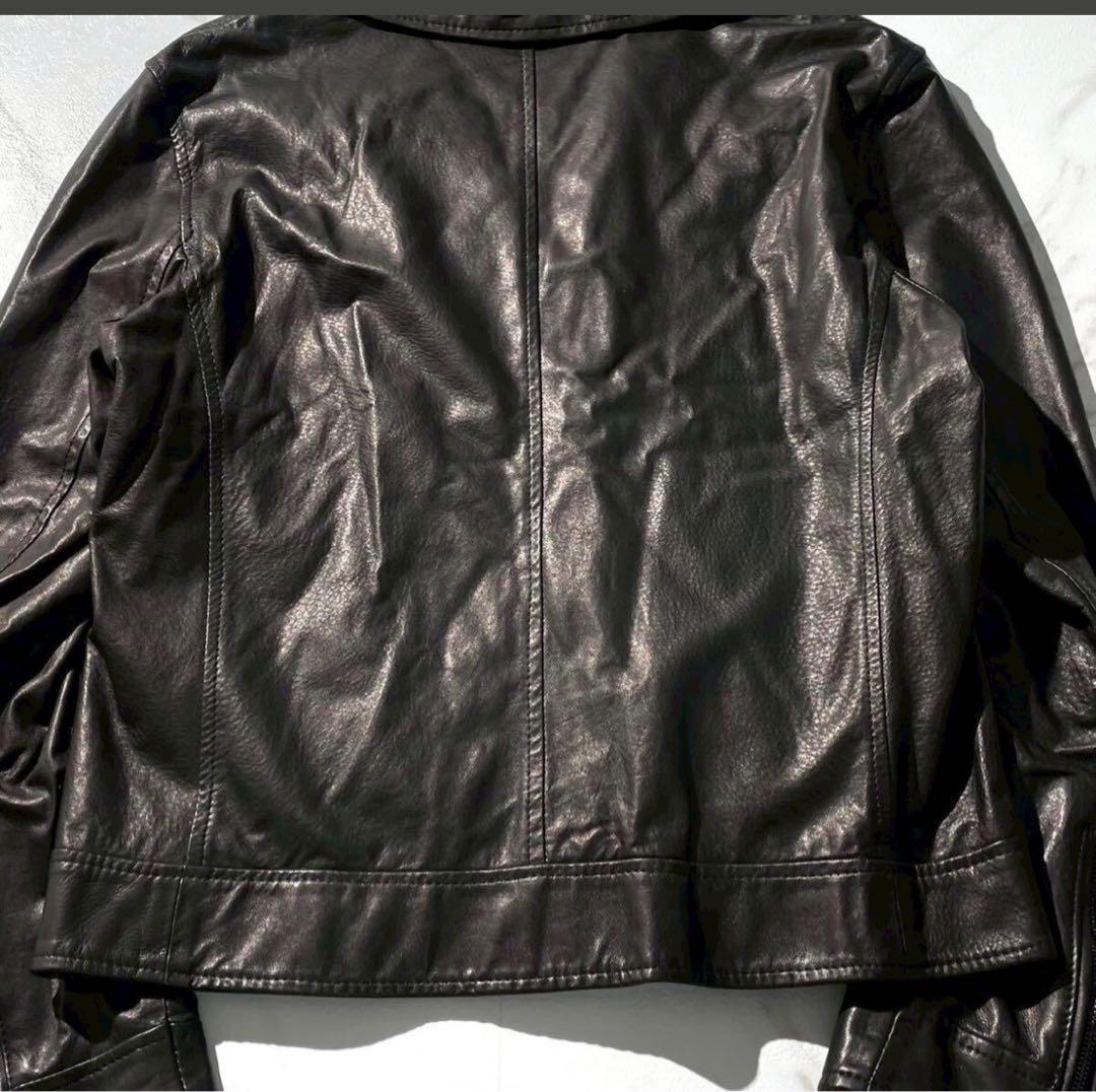 極美品◆エンメティ レザー シングルライダース ジャケット シープスキン XL