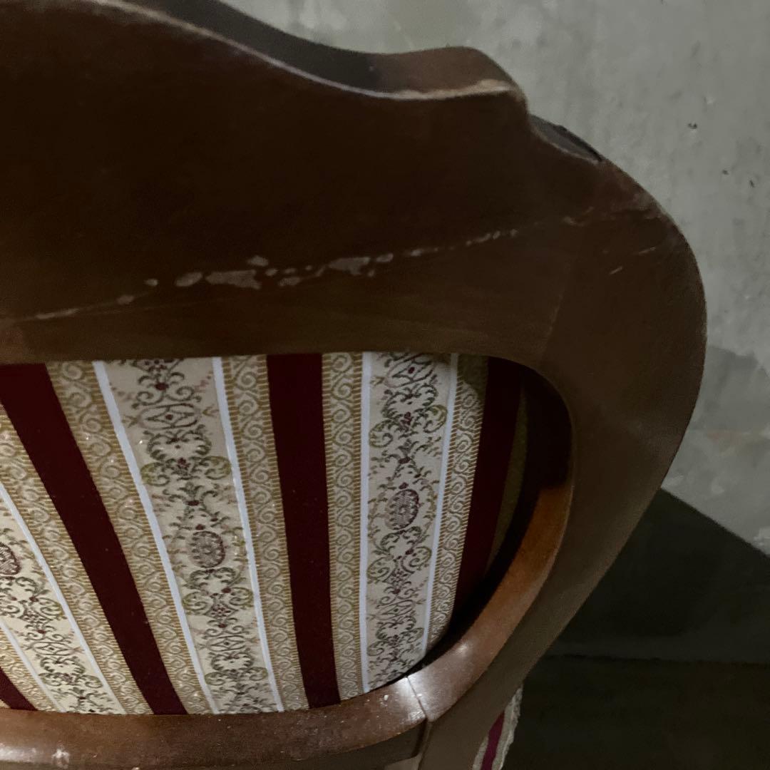 アンティーク 西洋 ダイニングチェア ストライプ レッド ヴィンテージ ネコ足