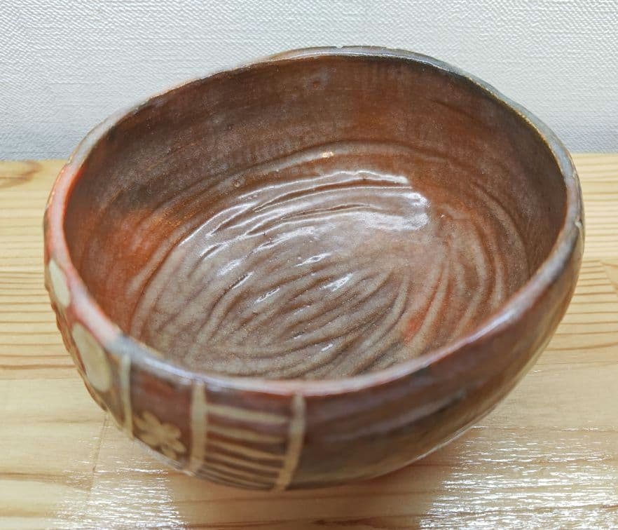 送料込【逢絢亭】茶道具 茶碗 楽焼 赤楽 俵形茶碗 表千家書付 楽吉左衛門 共箱