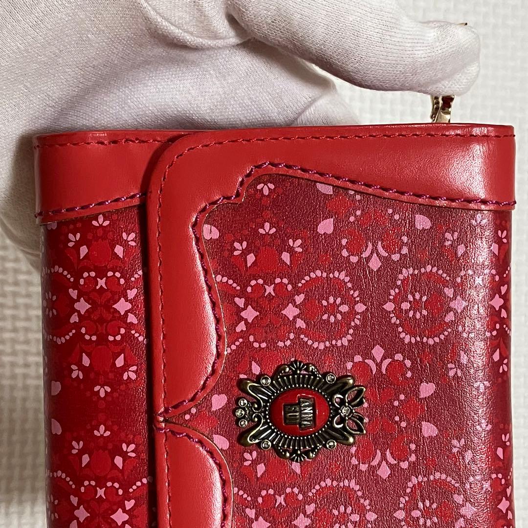 ・未使用　ANNA SUI アナスイ　レザー三つ折り財布　ルビー