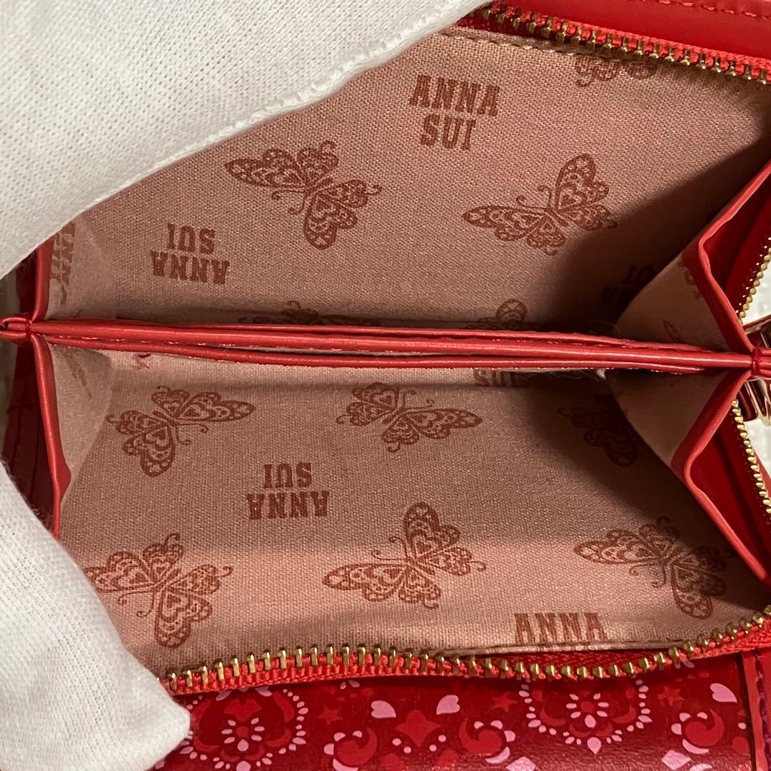 ・未使用　ANNA SUI アナスイ　レザー三つ折り財布　ルビー