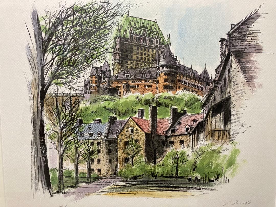 リトグラフ【ジェームス・フォード】 「シャトー・フロンテナック」 大判 新品額装