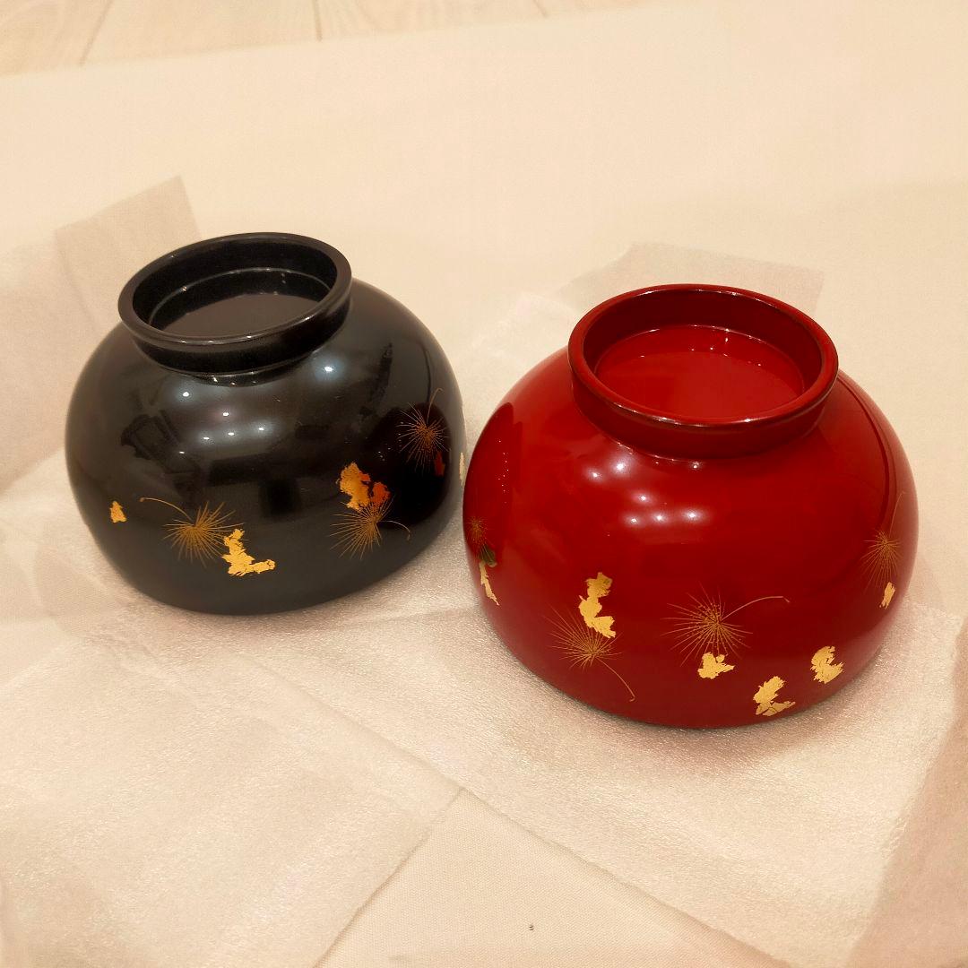 【新品未使用】輪島塗　夫婦汁碗　風花