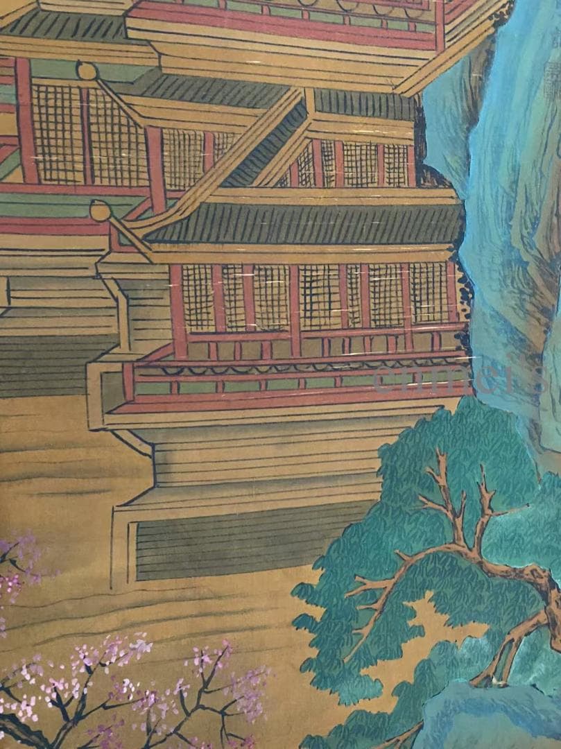 中国古美術 唐代李思訓款 山水図 掛軸 絹布 肉筆 唐物 書道 古画 收藏逸品
