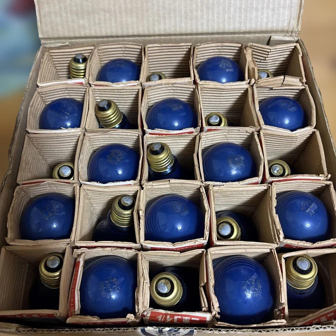 ナショナル青色 60W 白熱電球 25個入り【昭和レトロ　かなり希少】