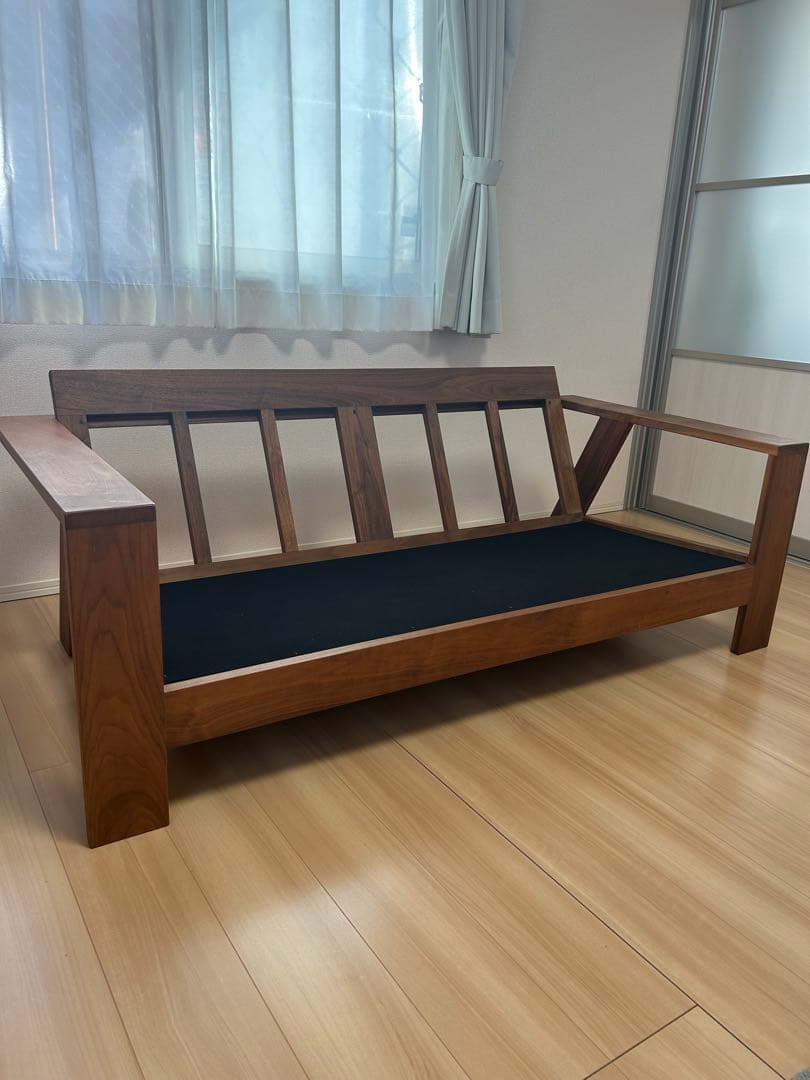 【送料込み】ソファ 2人掛け 木製フレーム ウォールナット