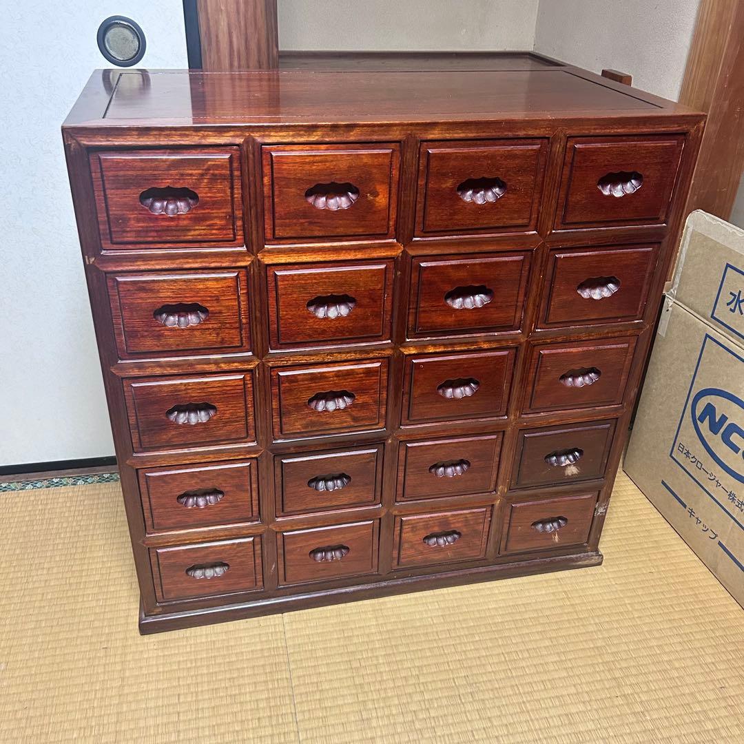 高級銘木 唐木 花梨 無垢材 小箪笥 薬箪笥 薬棚 タンス チェスト 小引き出し