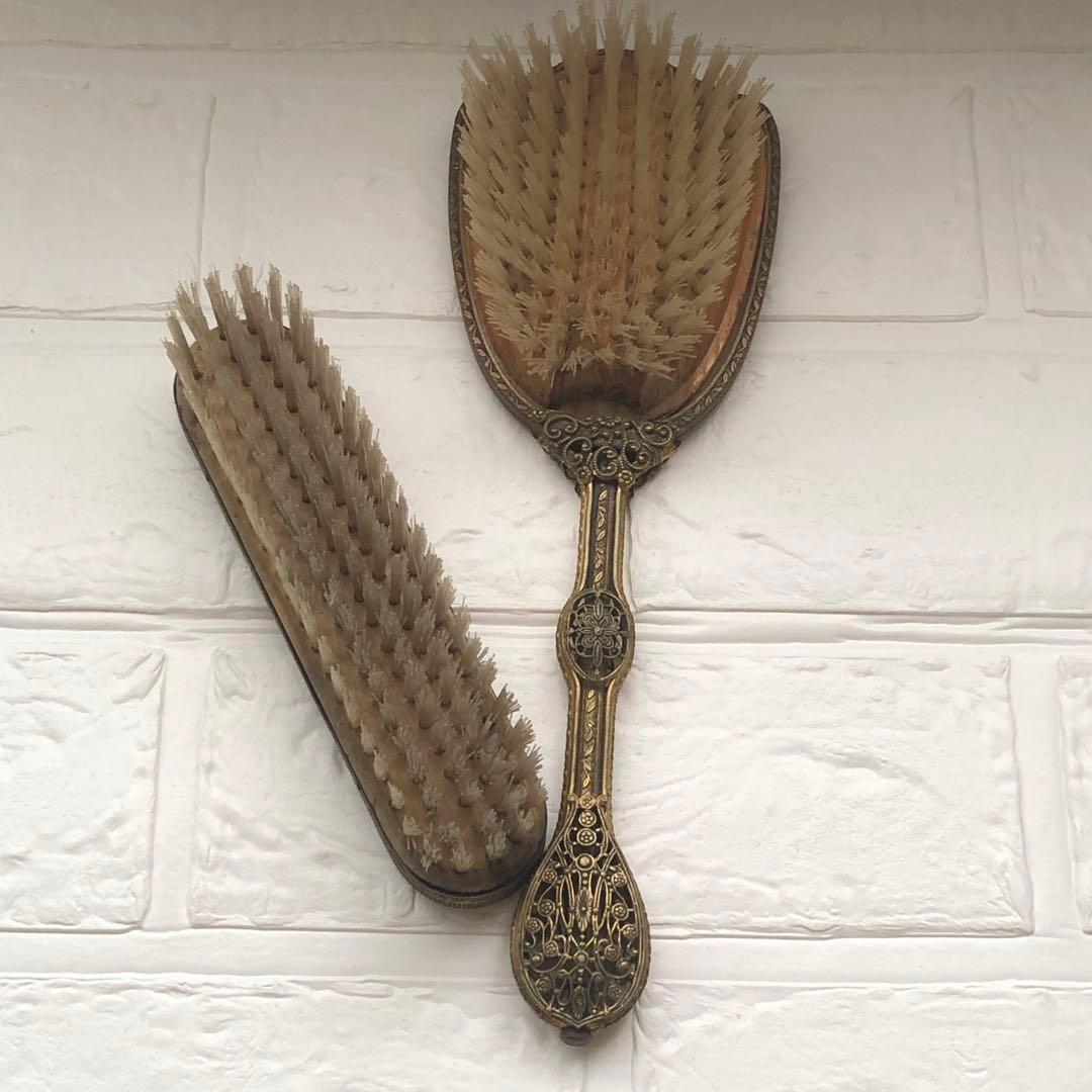 美品＊希少∮英アンティーク＊プチポアン＊プチポワン＊時計 ブラシ 小物入れ 5点