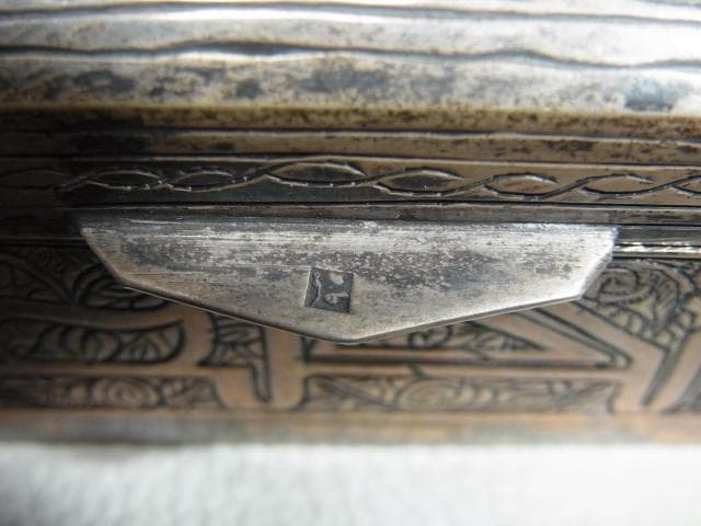 希少 美品 ◆総銀製 アラビア彫金 宝石箱 （アラビア文字 銀ホールマーク付き）