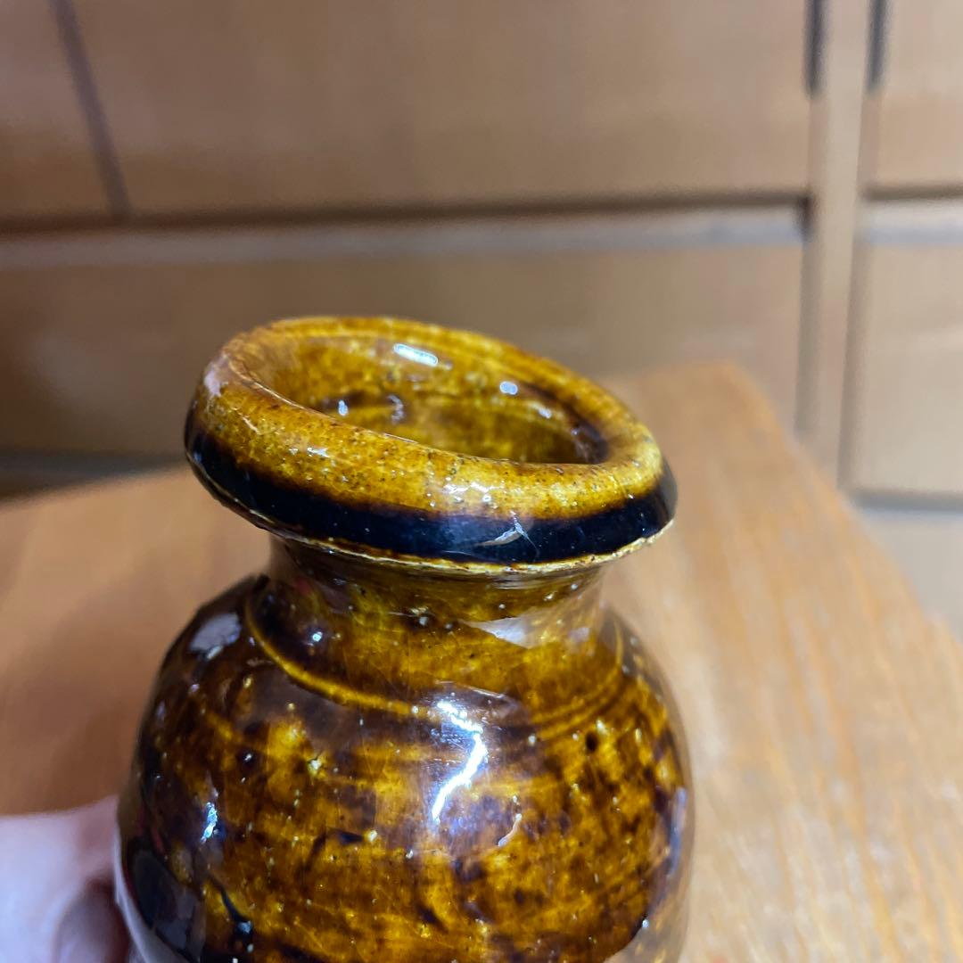 中島勝乃利　飴釉織部徳利　箱なし