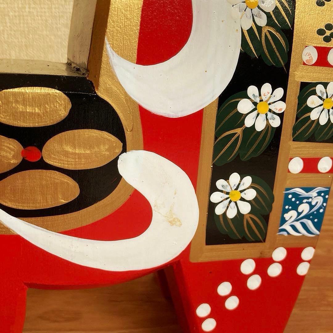 アンティーク八幡馬　約24cm　八戸郷土玩具　赤黒2体セット