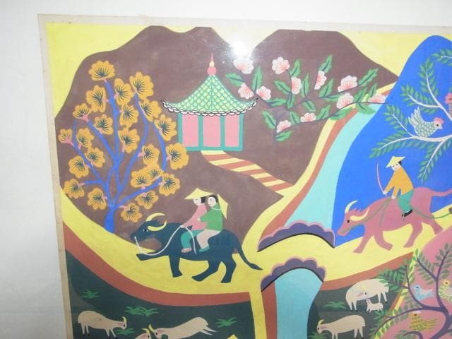 ’70年文化大革命◆高風作『農村風景』金山農民画 第４回江南之春美術展１等受賞者