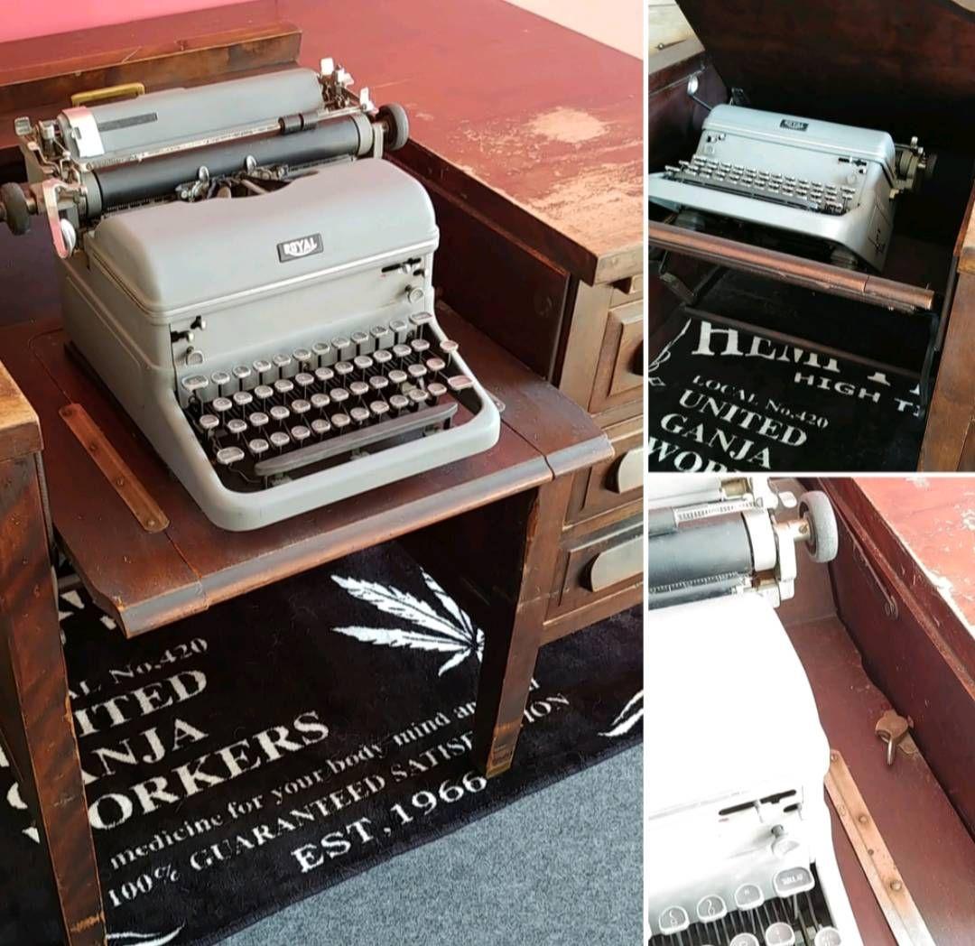 アメリカンヴィンテージ タイプライター付き ウッドデスク 引き出し×3 デスク