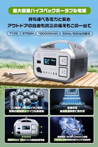 【HIKARI 】ポータブル電源 576Wh 180000mAh 定格出力71p
