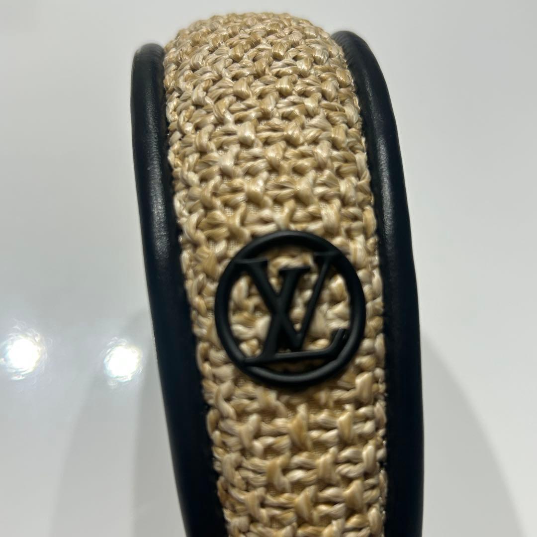 【美品】ルイヴィトン　ヘットバンド ラフィア　裏モノグラム