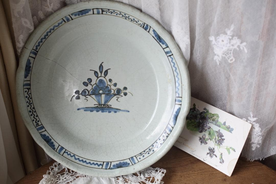 フランス　アンティーク　キュノワール　プレート　皿　ムスティエ