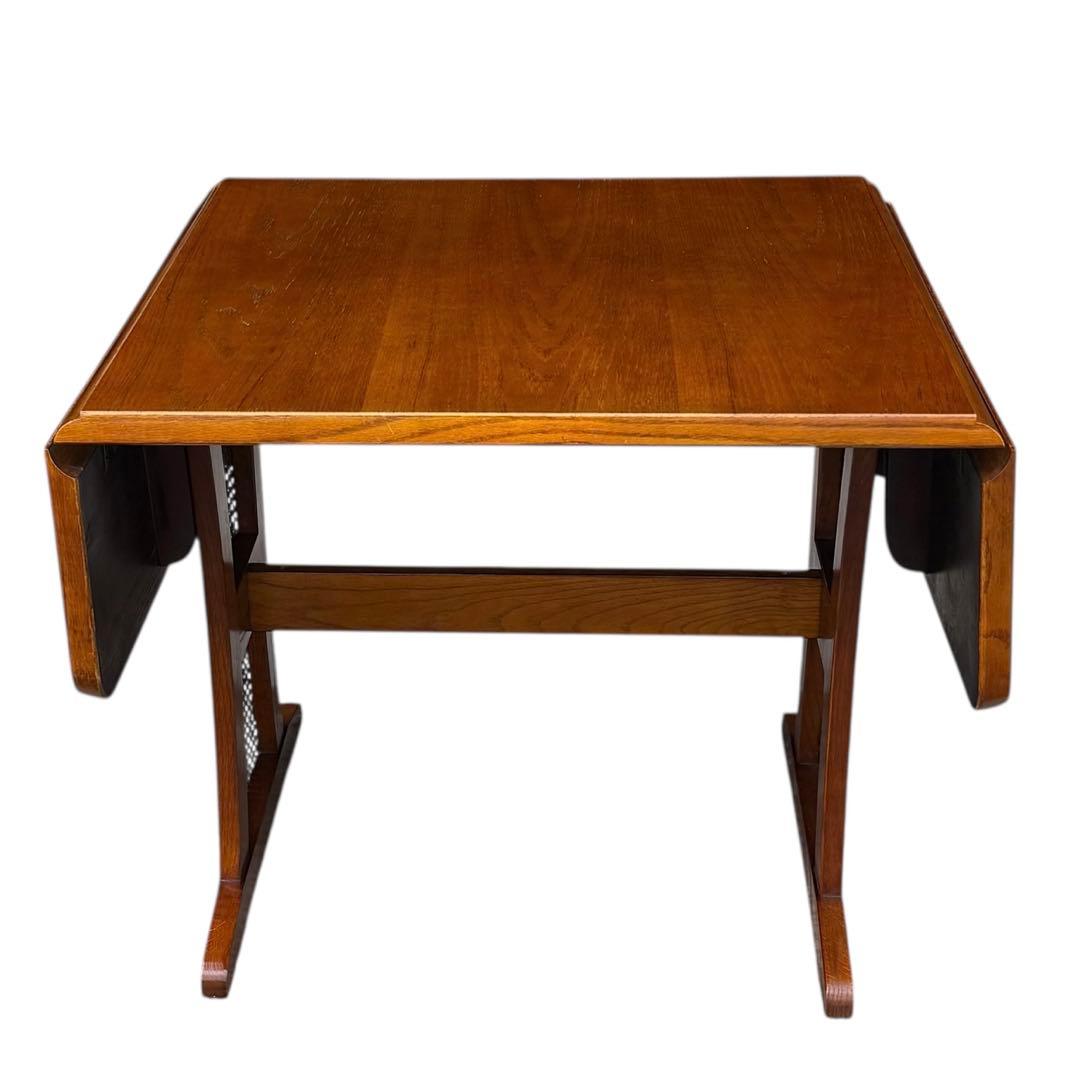 HR679 【木目とラタンが美しい】三越ブルージュ　バタフライテーブル　三越家具