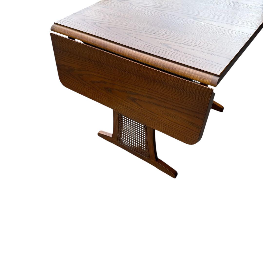 HR679 【木目とラタンが美しい】三越ブルージュ　バタフライテーブル　三越家具