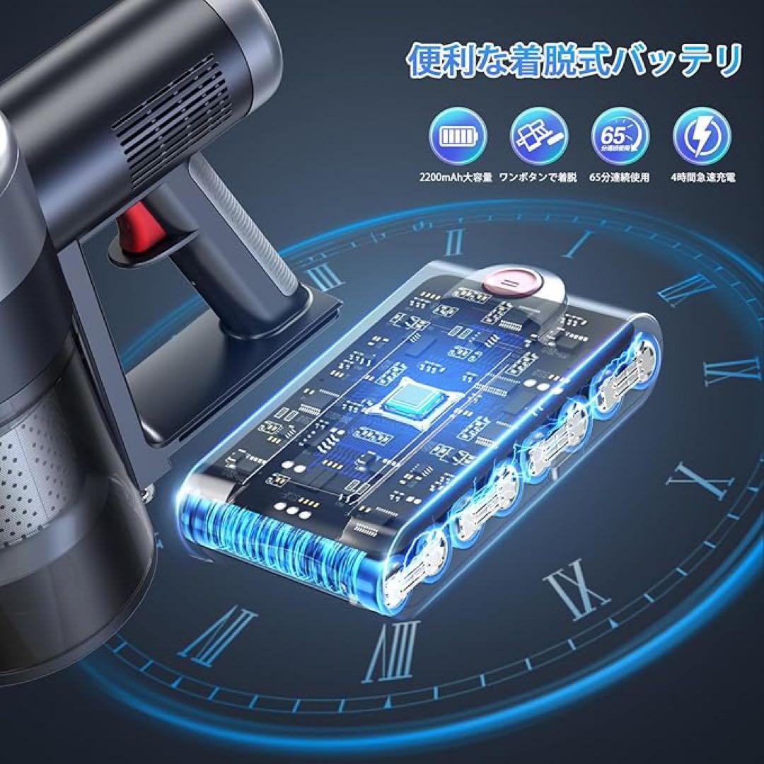 掃除機 コードレス2025技術革新版！60Kpa真の超強力吸引＆革新版グリーン