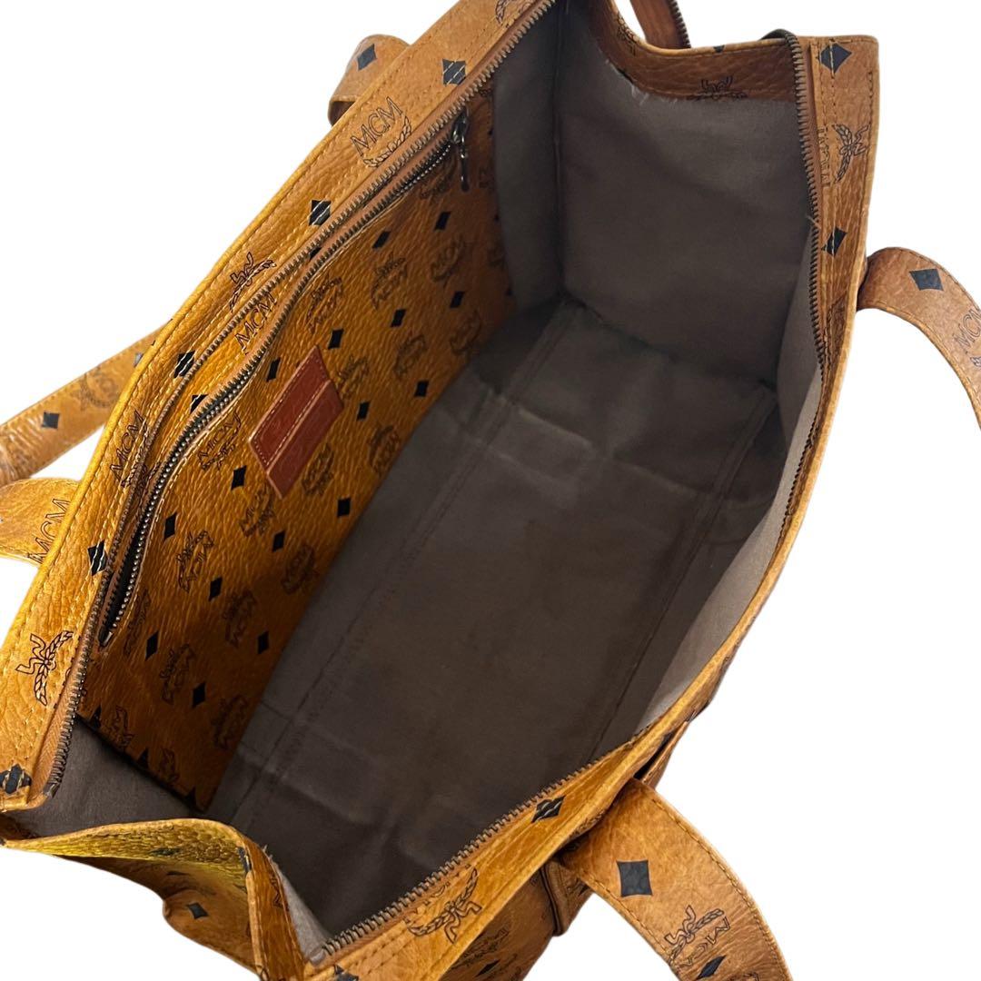 MCM トートバッグ　ヴィセトス柄　レザー　肩がけ　茶　ブラウン