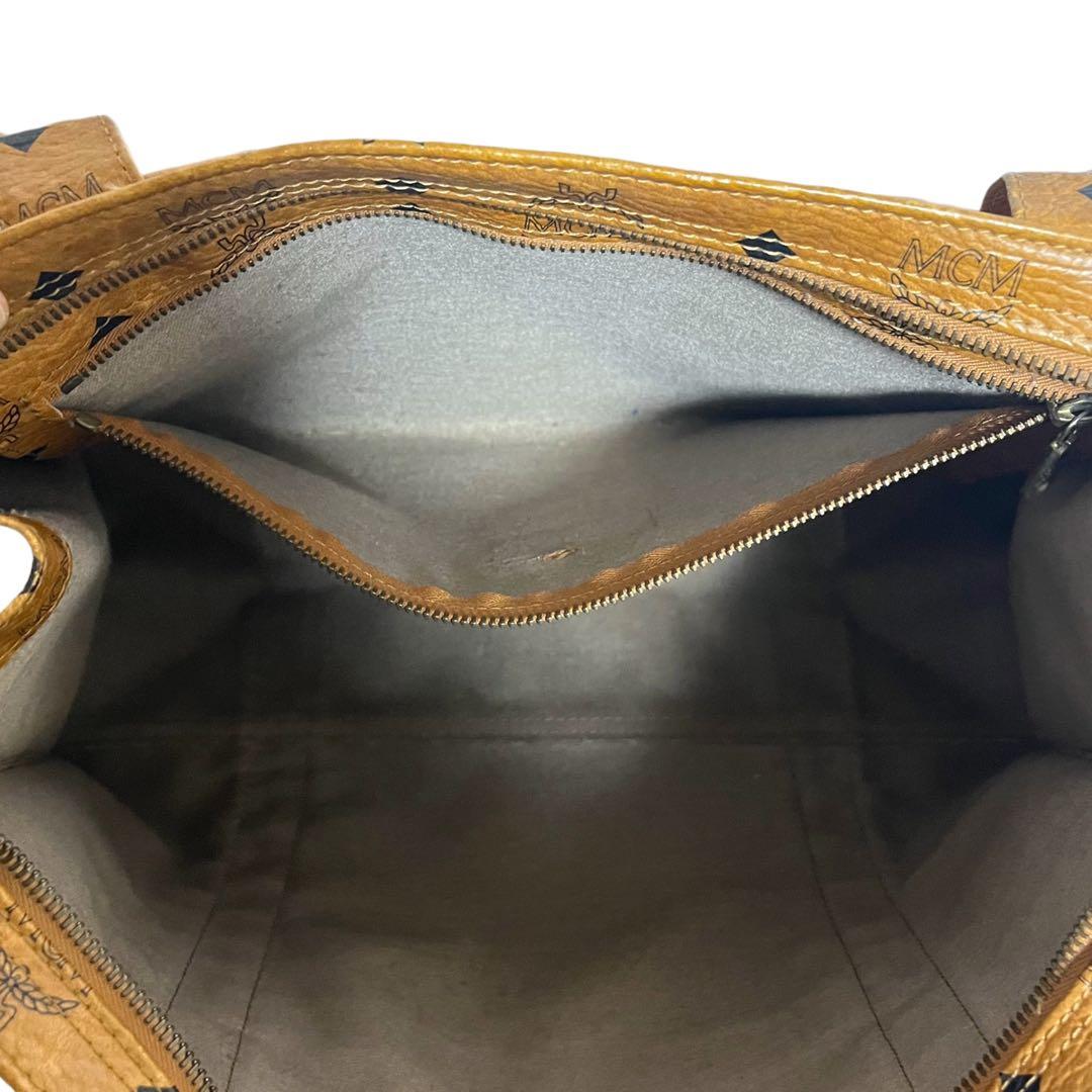 MCM トートバッグ　ヴィセトス柄　レザー　肩がけ　茶　ブラウン