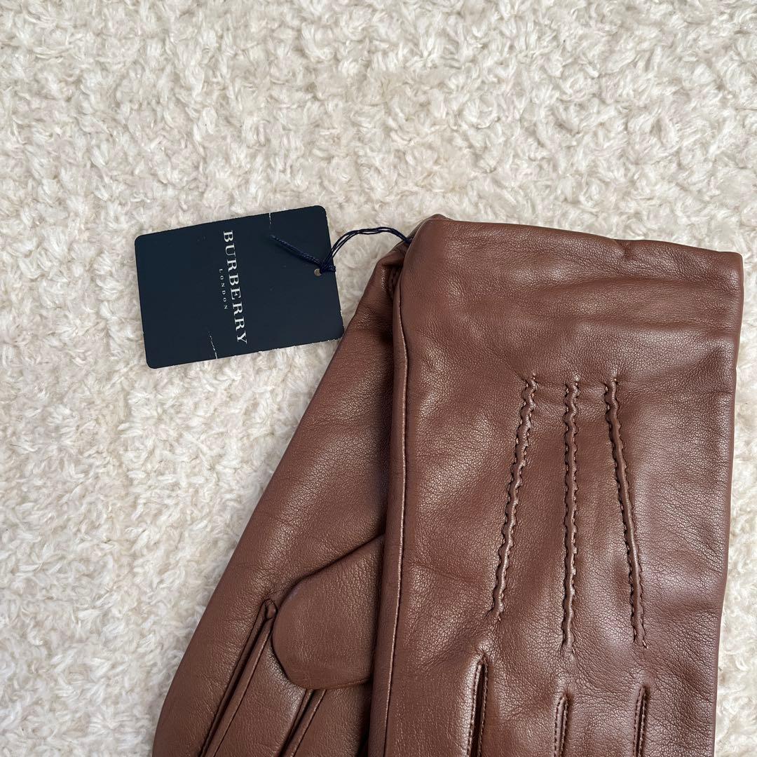 値下げ中‼️新品タグ付き　BURBERRY ブラウン　羊革 手袋 25cm