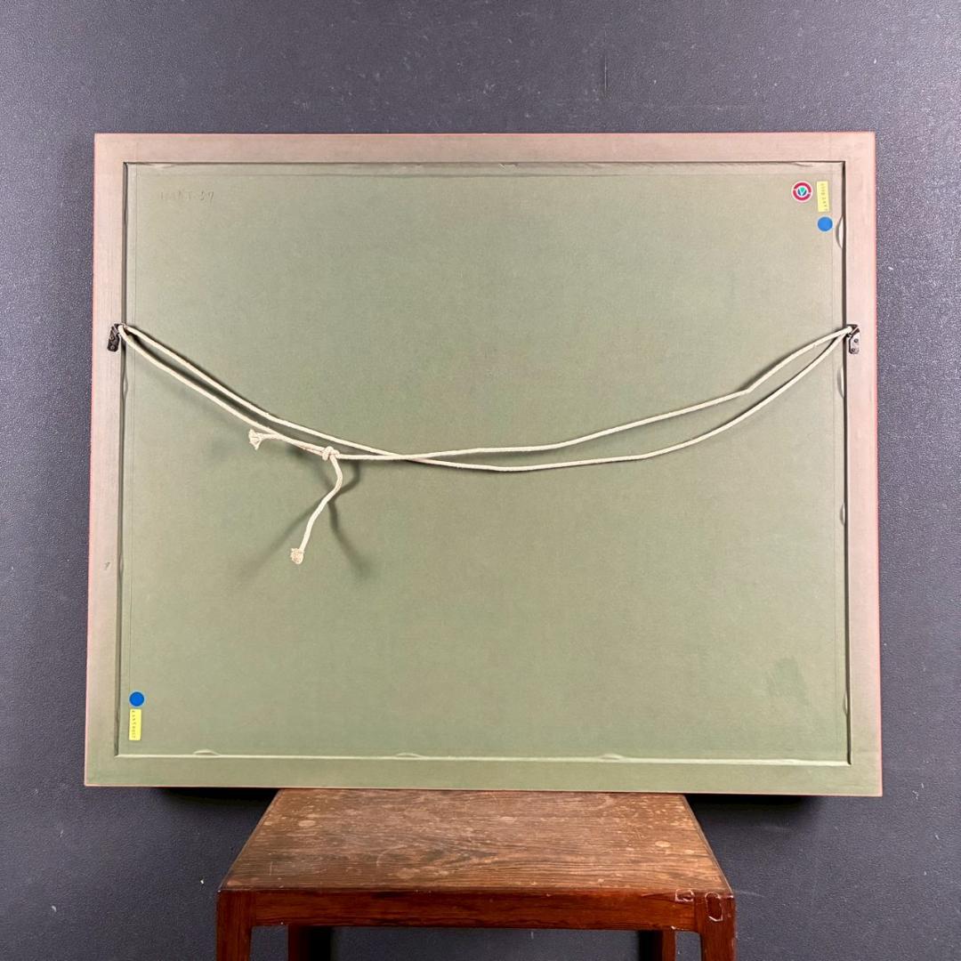 美品 アンドレ・ブーリエ「水辺の家」リトグラフ 直筆サイン入 お洒落な額装 点描