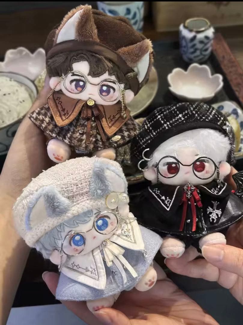 10cm 狼耳、狐耳 ベレー帽 悪魔マントぬい服 3種セット