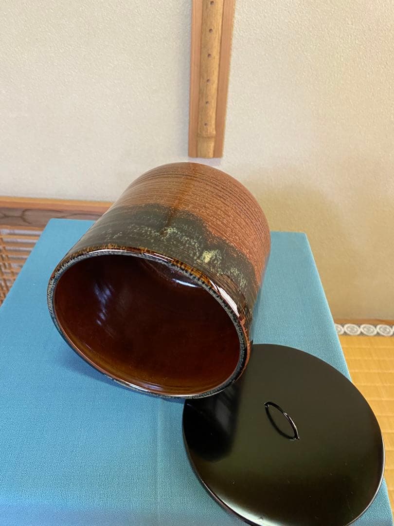 茶道具/水指 宇田佐平 佐平窯 『瀬戸釉一重口』共箱 塗蓋