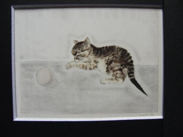 藤田嗣治、【猫十態】、希少な画集より、新品高級額・額装付