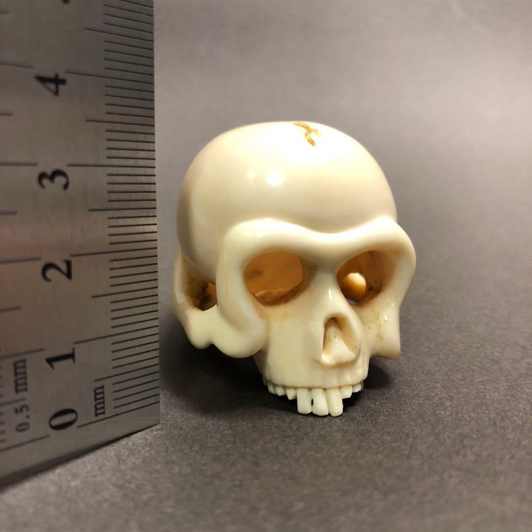 アンティーク　根付　髑髏　銘入り　骨董品