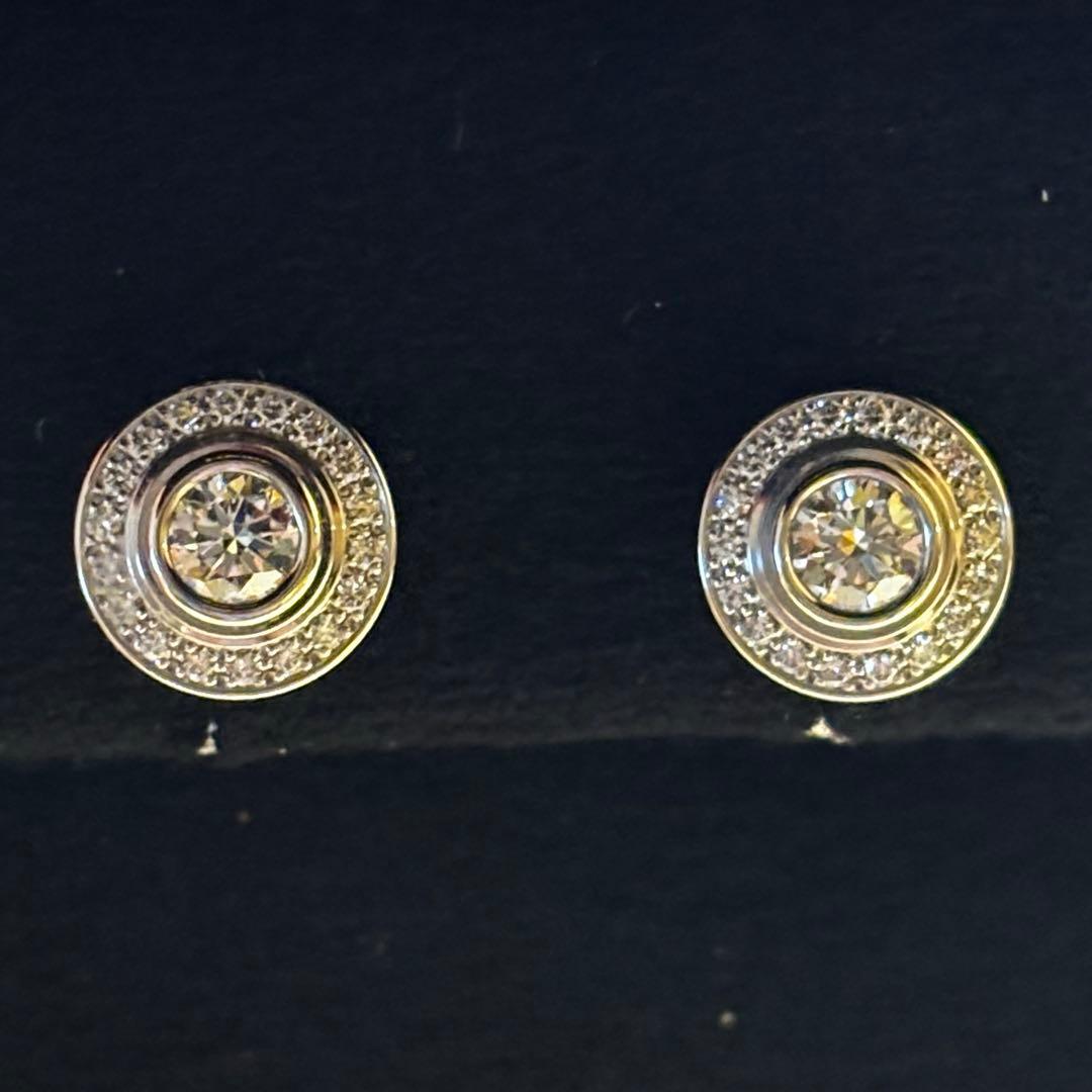 新品同様カルティエ ダムール ダイヤモンド ピアス ホワイトゴールド