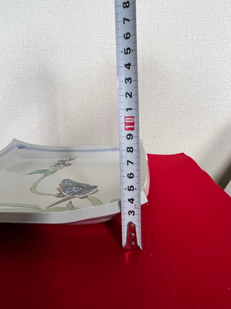 日本工芸会正会員 武腰潤『色絵 川蝉文 盛器】管理K374 石川県無形文化財