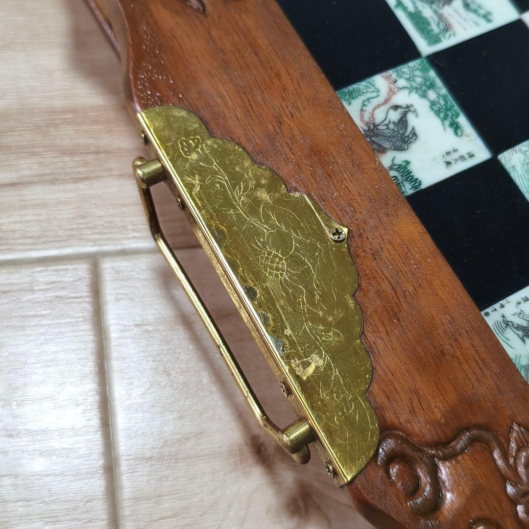 アンティーク木製チェスボード ヴィンテージ 手彫り 木彫り チェス ボード 新品