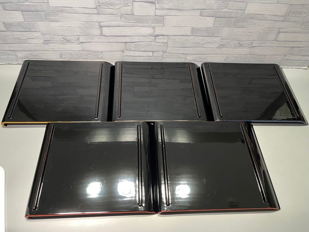 輪島塗　おしるこ椀　吸物椀　小皿　盆　八寸　5客セット　薄手　ポップな色味