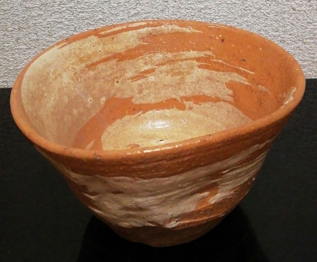 五代　五十嵐信平作　古曽部焼　刷毛目　茶碗　共箱　茶道具
