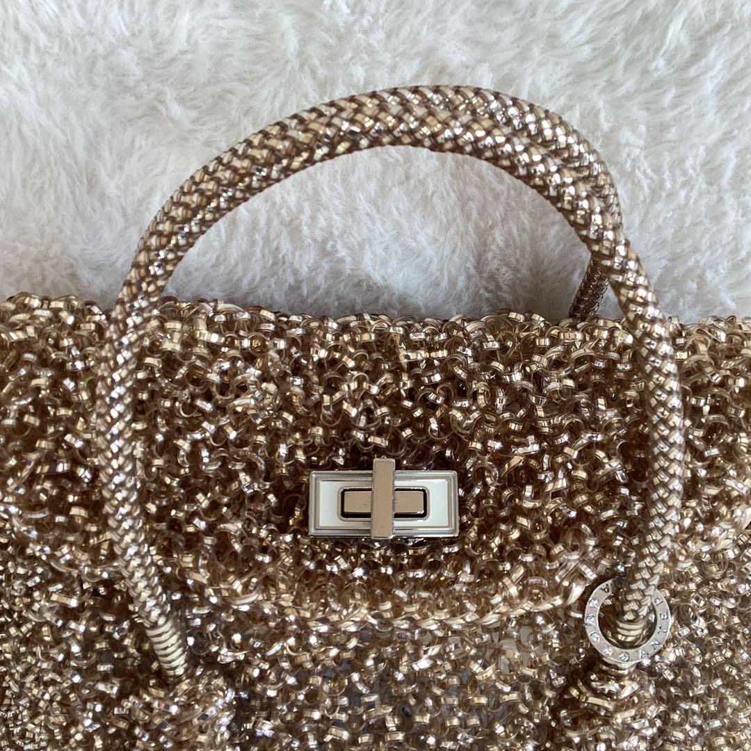 アンテプリマ 2way ハンドバッグ　ショルダーバッグ ターンロック　ゴールド