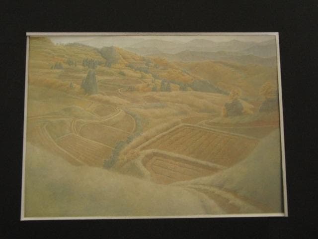 堀井利香、【高原の道】、希少な額装用画集より、新品額装付
