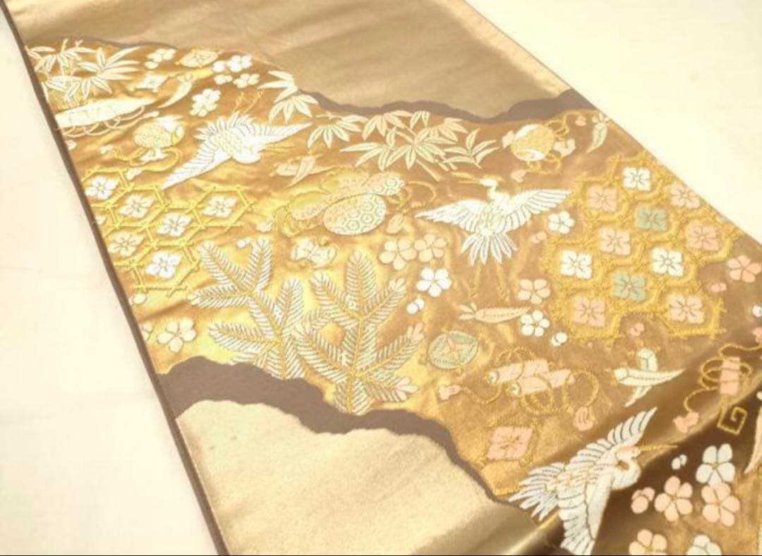 振袖 フルセット6点サイズM〜Ｌ刺繍　吉祥花蝶文　暈し染め　金糸　金彩　正絹