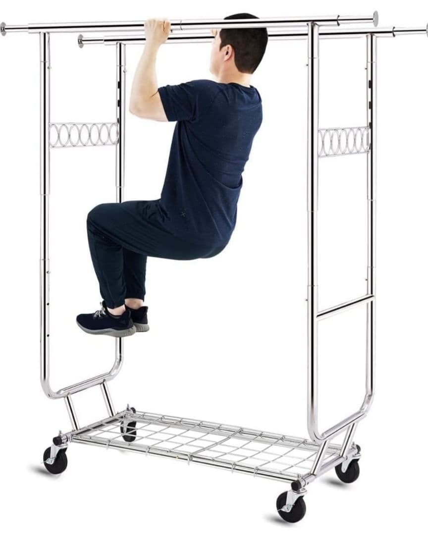 HOKEEPER 業務用ダブルハンガーラック 耐荷重275kg 下棚付 可動式