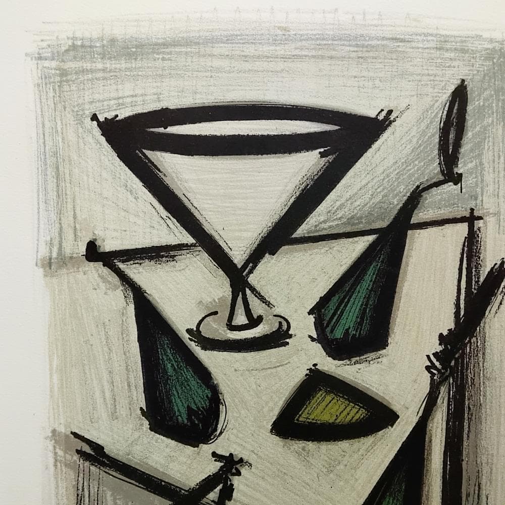 ビュッフェ　果物のある静物　1967年　リトグラフ　版画　直筆サイン　額付　真作