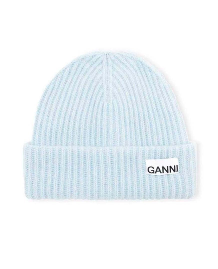 ガニー GANNI ロゴビーニー　スカイブルー