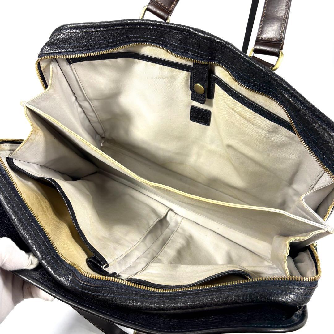 ✨外観美品✨ツチヤカバン ビジネスバッグ A4可 アルマス バッファロー 濃紺