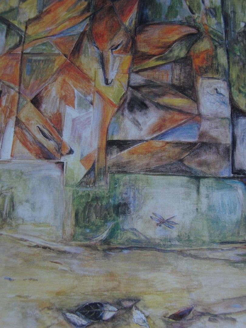 宇野満寿美、【八月の病葉】、希少な額装用画集より、新品額装付