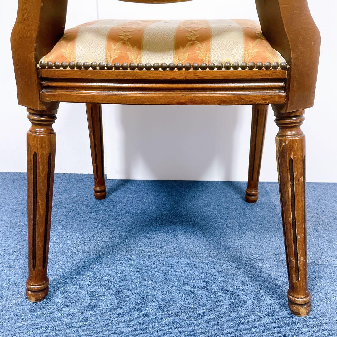 【フランスアンティーク①】ルイ16世様式 華麗ストライプ織物張 メダリオンチェア