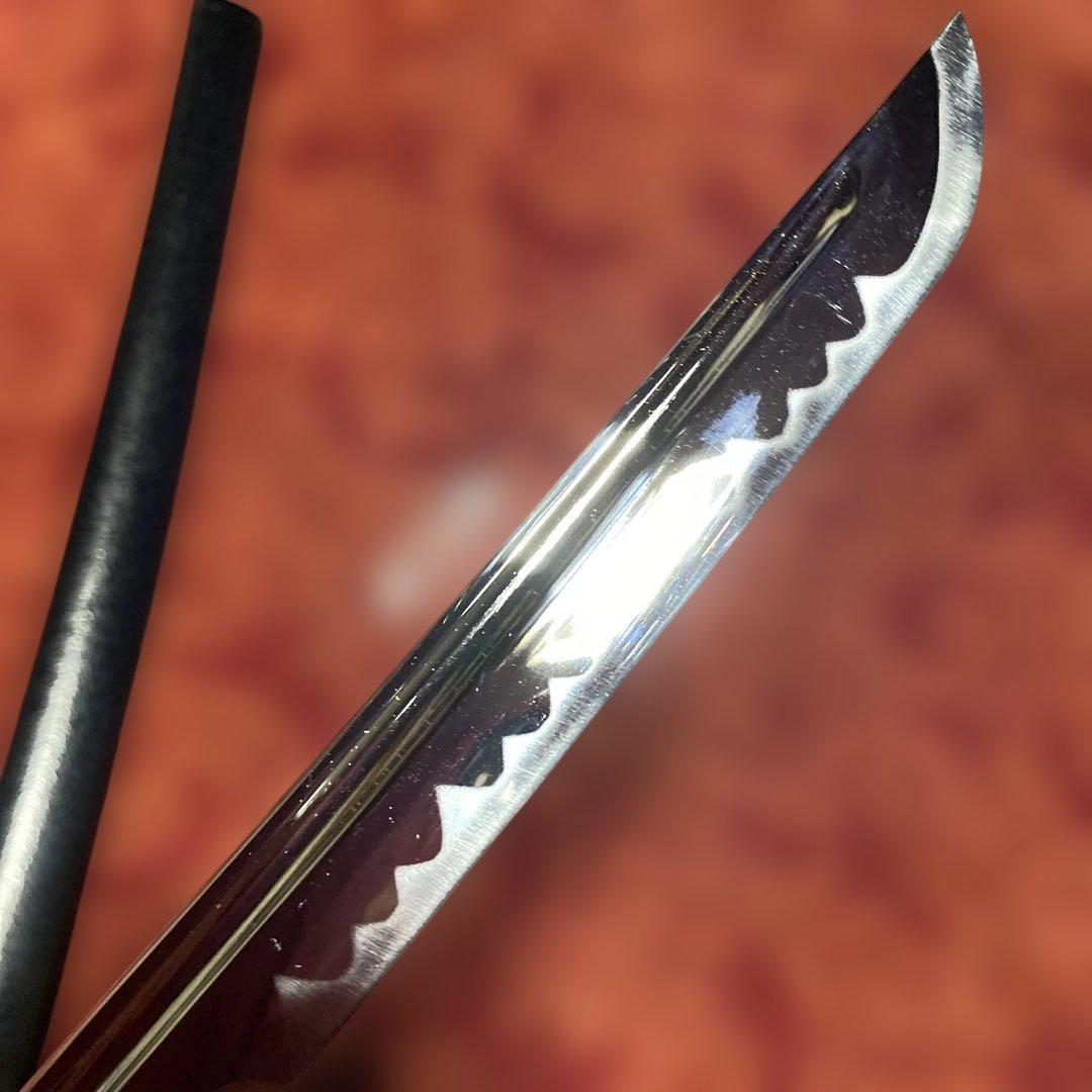 高級居合刀(下緒無し) 濃緑柄 海老彫丸四角鍔