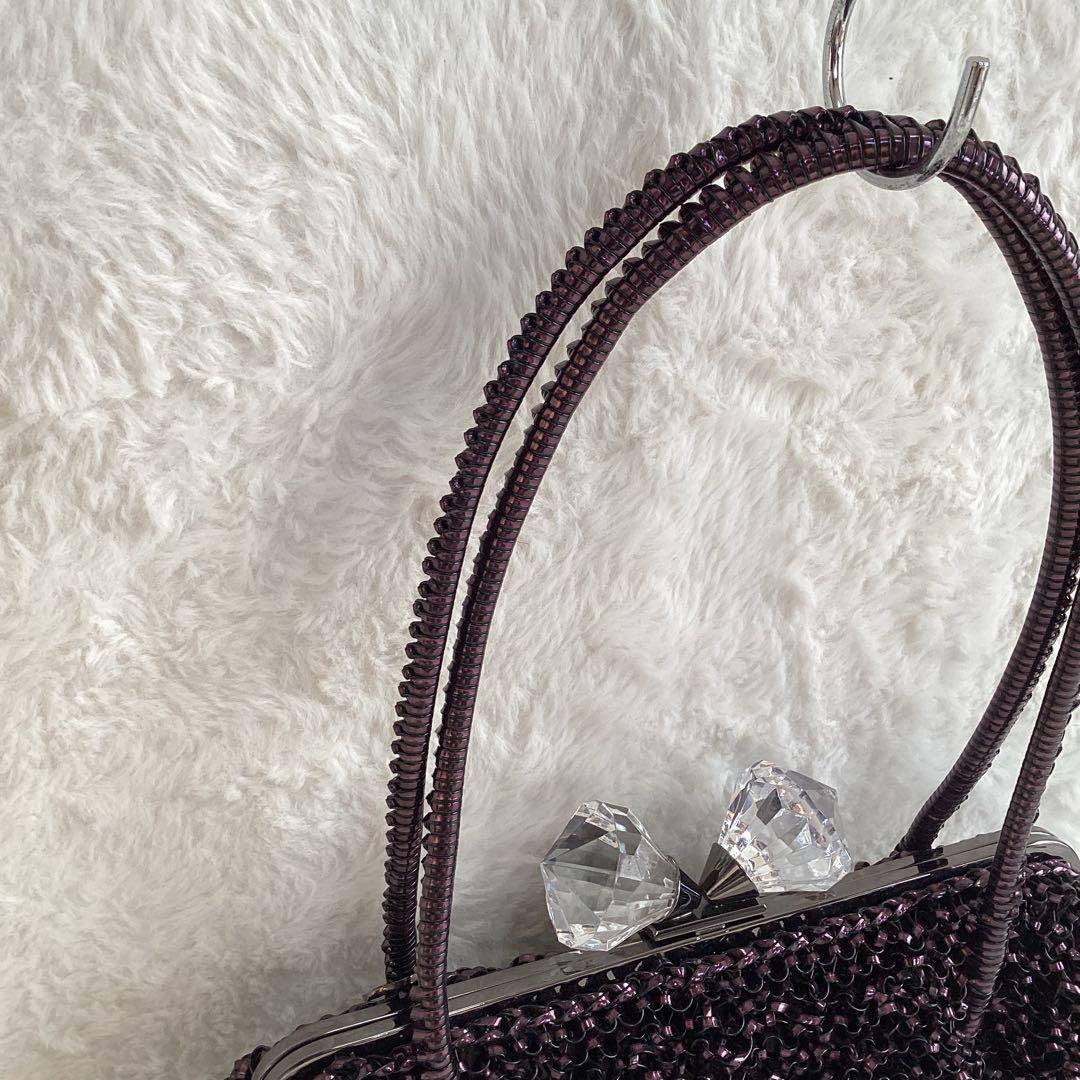 ANTEPRIMA ビーズ ハンドバッグ 　がま口　クリスタルリボン　ワイヤー