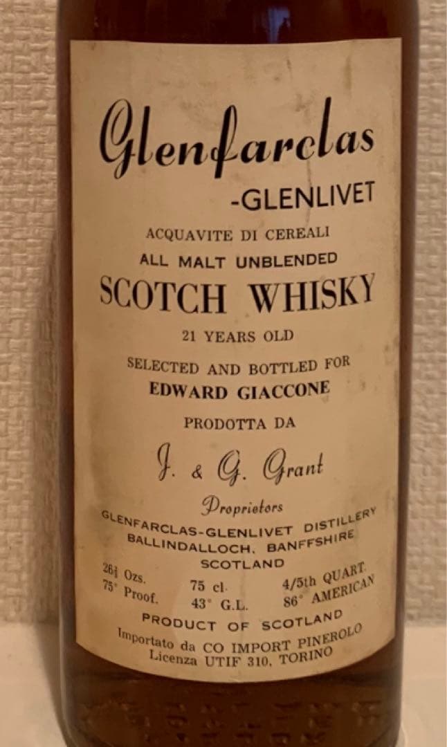 【伝説】Glenfarclas 21Y for エドワードジャッコーネ
